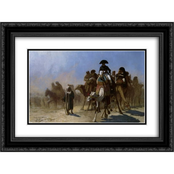 Jean Leon Gerome 2x Matted 24x18 Black Ornate Framed Art Print 'Napoleon and his General Staff'