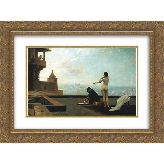 Jean Leon Gerome 2x Matted 24x18 Gold Ornate Framed Art Print 'Bathsheba'