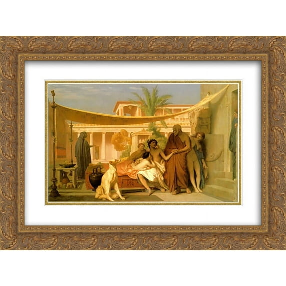 Jean Leon Gerome 2x Matted 24x18 Gold Ornate Framed Art Print 'Socrates seeking Alcibiades in the House of Aspasia'
