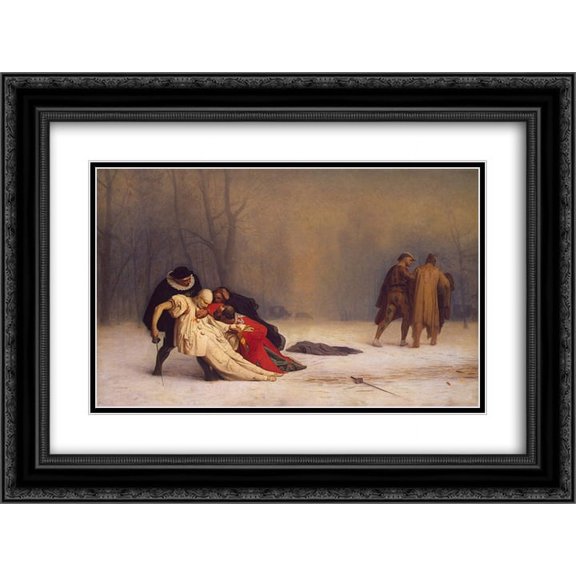 Jean Leon Gerome 2x Matted 24x20 Black Ornate Framed Art Print 'Duel After a Masquerade Ball'