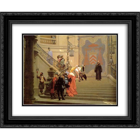 Jean Leon Gerome 2x Matted 24x20 Black Ornate Framed Art Print 'L'Eminence Grise'