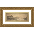 thumbnail image 1 of Jean Louis Desprez 18x9 Gold Ornate Wood Frame and Double Matted Museum Art Print Titled - Somerset House, Saint Paul's Cathedral and Blackfriar's Bridge, 1 of 4