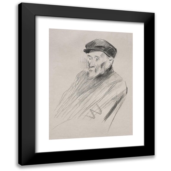 Jean-Louis Forain 11x14 Black Modern Framed Museum Art Print Titled - Portrait of Renoir, Third Plate (1905)
