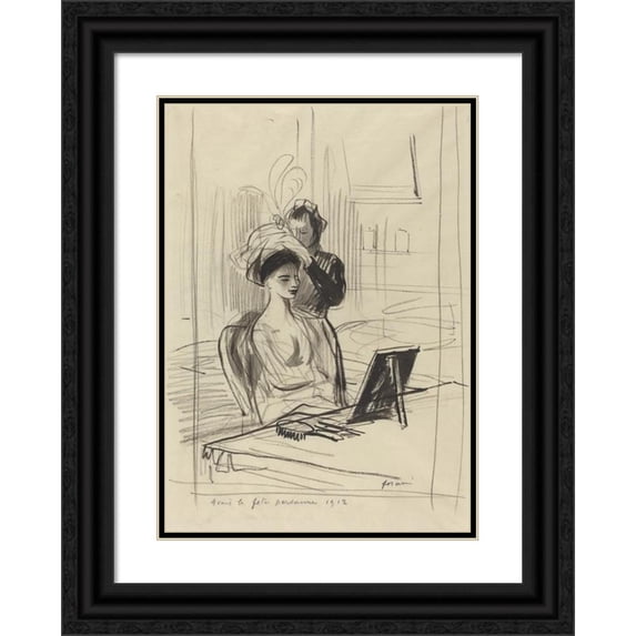 Jean-Louis Forain 11x14 Black Ornate Wood Framed Double Matted Museum Art Print Titled: Before the Persian Party (1912)