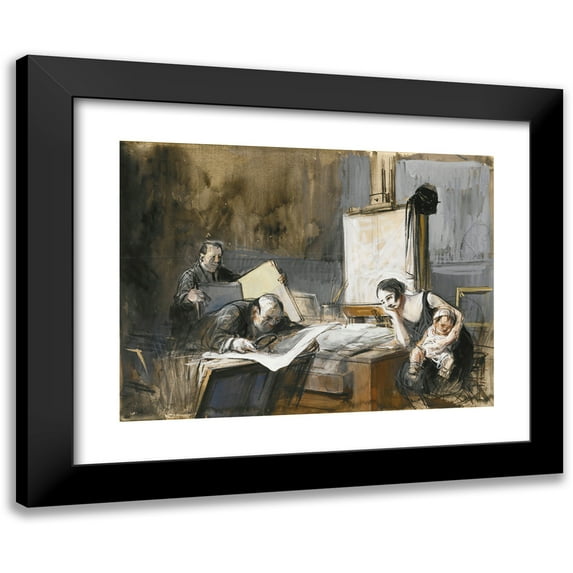 Jean-Louis Forain 14x11 Black Modern Framed Museum Art Print Titled - The Print Dealer (1926)