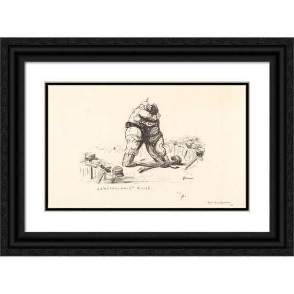 Jean-Louis Forain 14x11 Black Ornate Wood Framed Double Matted Museum Art Print Titled: Russian Defance (1914-1919)