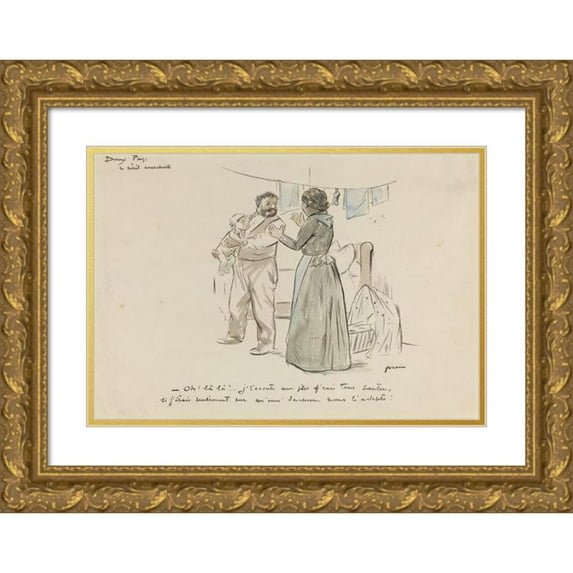 Jean-Louis Forain 18x14 Gold Ornate Wood Frame and Double Matted Museum Art Print Titled - The Anarchist Peril (C. 1897)