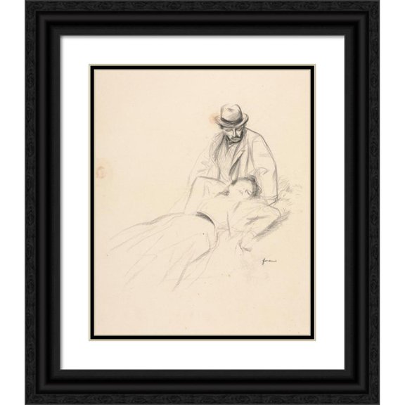 Jean-Louis Forain 20x24 Black Ornate Framed Double Matted Museum Art Print Titled: An Idyll (Fourth Quarter 1800S or First Third 1900s)