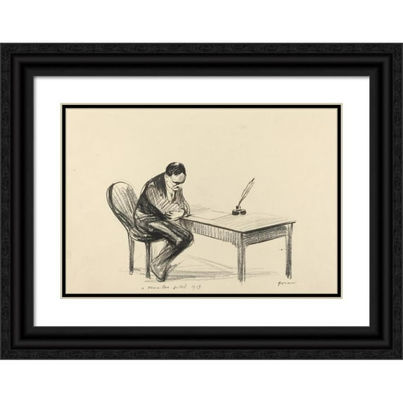 Jean-Louis Forain 24x18 Black Ornate Framed Double Matted Museum Art Print Titled: A Versailles July 1919 II (Probably 1919)