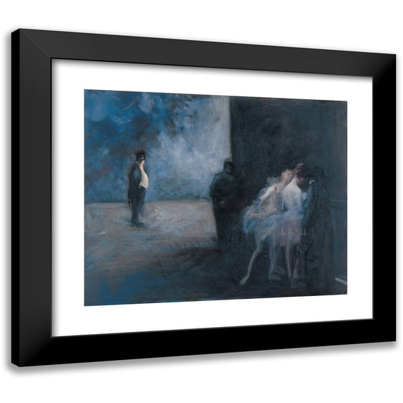 Jean-Louis Forain 24x20 Black Modern Framed Museum Art Print Titled - Backstage―Symphony in Blue