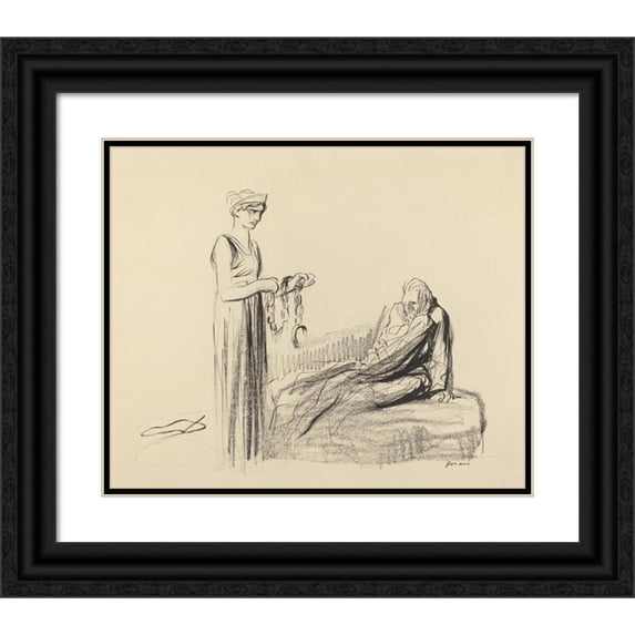 Jean-Louis Forain 24x20 Black Ornate Framed Double Matted Museum Art Print Titled: Fetters (Probably 1919)