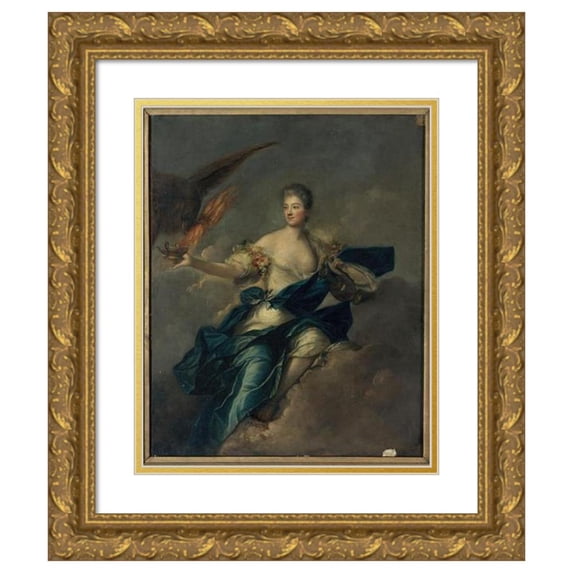 Jean-Marc Nattier 15x18 Gold Ornate Wood Frame and Double Matted Museum Art Print Titled - Presumed Portrait of Mme De Mailly (1710-1751), in Hebe. (1730 - 1740)