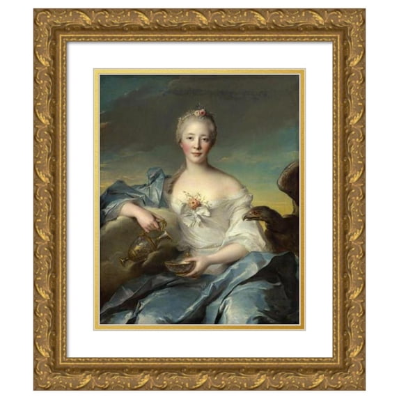 Jean-Marc Nattier 20x24 Gold Ornate Framed and Double Matted Museum Art Print Titled - Madam Fevre De Caumartin as Hebe (1753)