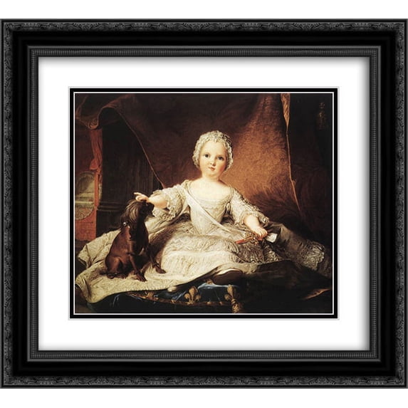 Jean Marc Nattier 2x Matted 24x20 Black Ornate Framed Art Print 'Portrait of Madame Maria Zeffirina'