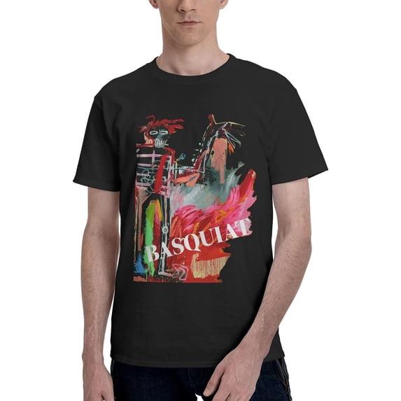 Jean Michel Basquiat Man's Cotton Round Neck Short Sleeve Tops Stylish Soft Funny T Shirt