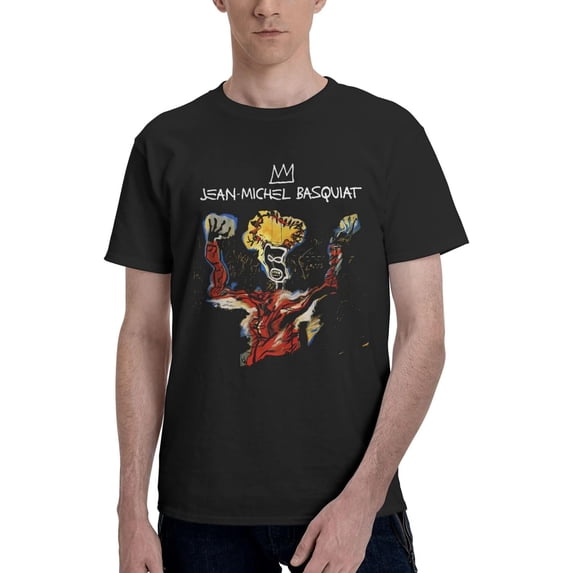Jean Michel Basquiat Man's Cotton Round Neck Short Sleeve Tops Stylish Soft Funny T Shirt