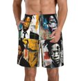 thumbnail image 1 of Jean Michel Basquiat Men's Beach Shorts Quick Dry Athletic Workout Swim Shorts Elastic Waist Drawstring Summer Shorts, 1 of 5