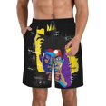 thumbnail image 1 of Jean Michel Basquiat Men's Beach Shorts Quick Dry Athletic Workout Swim Shorts Elastic Waist Drawstring Summer Shorts, 1 of 5