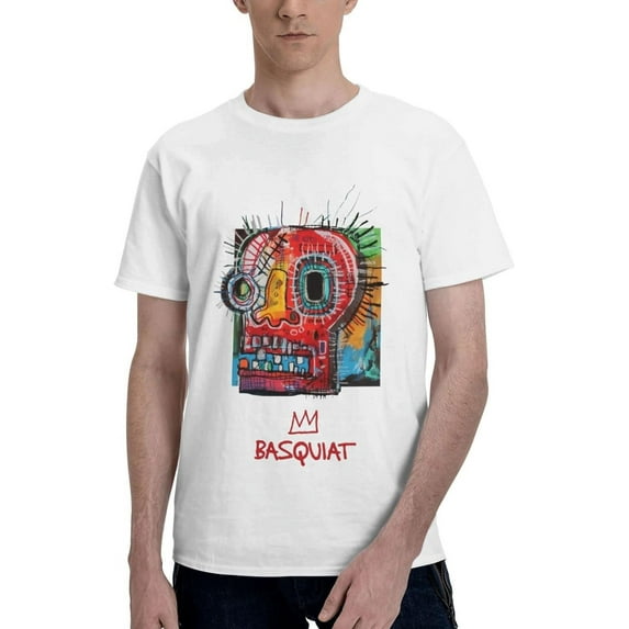 Jean Michel Basquiat Men's Cotton Short Sleeve Crewneck T Shirt Classic Graphic Tee Shirts Top