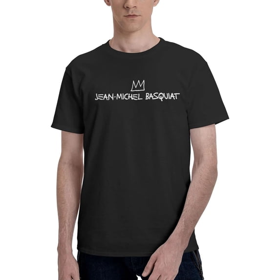 Jean Michel Basquiat Men's Cotton Short Sleeve Crewneck T-Shirt Vintage Graphic Tees Shirts Top