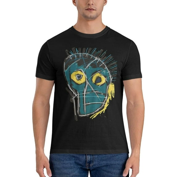 Jean Michel Basquiat Men's Short Sleeve Crewneck T-Shirt Classic Graphic Tee Shirts Clothing Tops