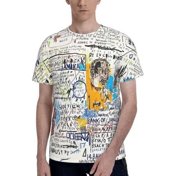 Jean Michel Basquiat Men's Short Sleeve T-Shirt Soft Cotton Crewneck Casual Graphic T-Shirt