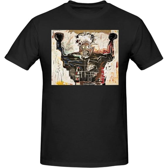 Jean Michel Basquiat Men's T Shirt Cotton Tee Basic Short Sleeve Crewneck Shirt Tops Black