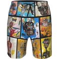 thumbnail image 1 of Jean Michel Basquiat Mens Swim Trunks Quick Dry Board Shorts with Mesh Lining, Breathable Fit Beach Shorts Swimwear Bathing Suits, 1 of 5