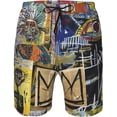 thumbnail image 1 of Jean Michel Basquiat Mens Swim Trunks Quick Dry Board Shorts with Mesh Lining, Breathable Fit Beach Shorts Swimwear Bathing Suits, 1 of 5