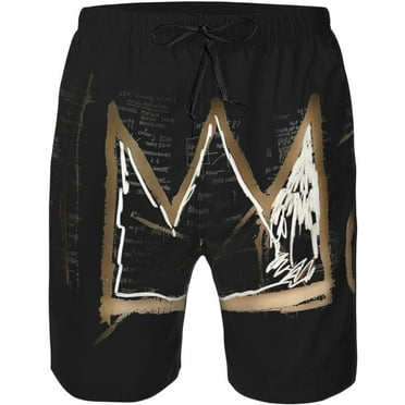 Jean Michel Basquiat Mens Swim Trunks Quick Dry Board Shorts with Mesh Lining, Breathable Fit Beach Shorts Swimwear Bathing Suits