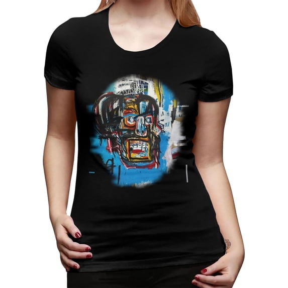 Jean Michel Basquiat Women's Summer Cotton Short Sleeve T Shirts Top,Lightweight Crewneck Graphic Tee Clothes