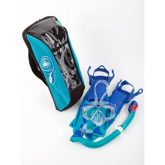 Jean-Michel Cousteau Youth Mask/Snorkel/Fins Set by Body Glove S/M Blue