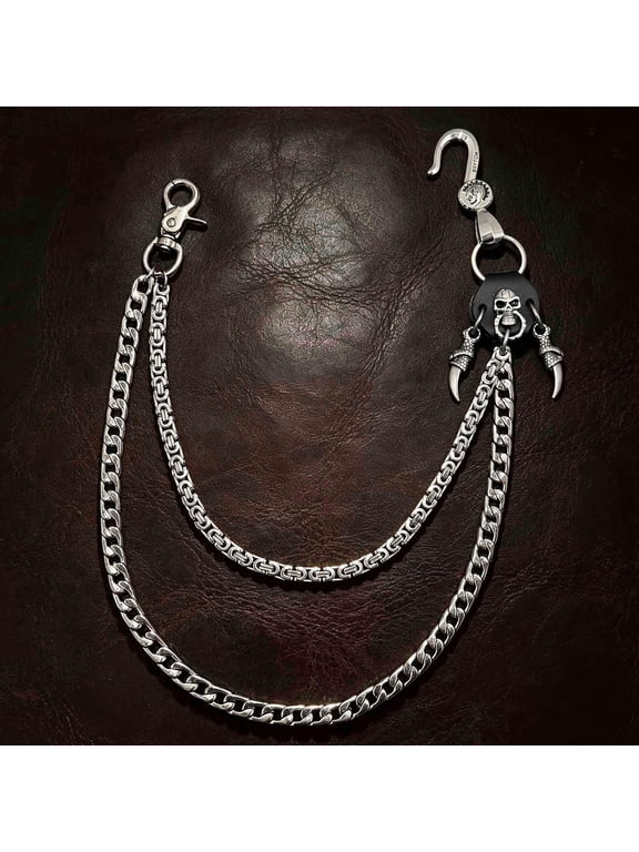 Jean Pants Chain For Men, Stainless Steel Double Wallet Chain,Skull Claw Pocket Chains