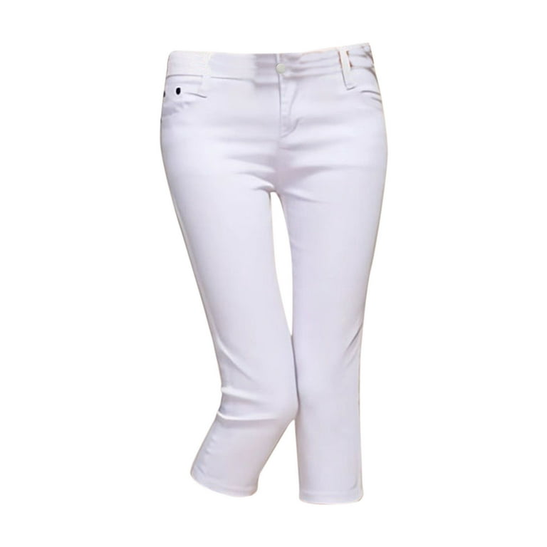 Women's Cotton Blend Capri Jeggings Stretchy Skinny Pants Jeans