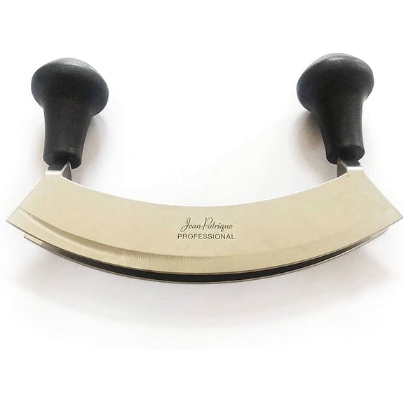Jean-Patrique Stainless Steel Mezzaluna Knife, Hand Herb/Salad Chopper, Perfect Pizza Cutter Rocker