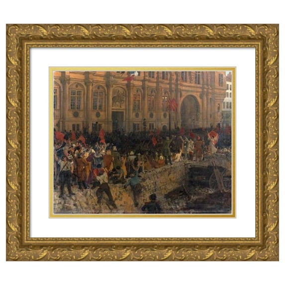Jean-Paul Laurens 17x15 Gold Ornate Wood Frame and Double Matted Museum Art Print Titled - Republic Proclamation on February 24, 1848 (1902)