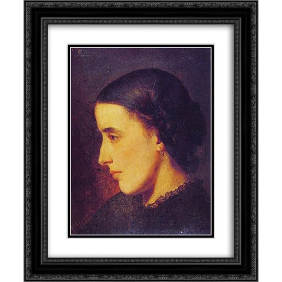 Jean Paul Laurens 2x Matted 20x24 Black Ornate Framed Art Print 'Portrait de Madelieine Villemsens'