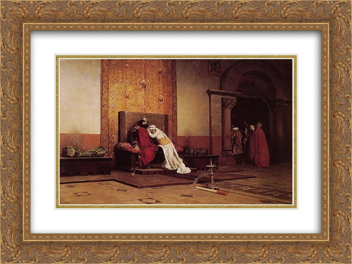 Jean Paul Laurens 2x Matted 24x20 Gold Ornate Framed Art Print 'L'Excommunication de Robert le Pieux'