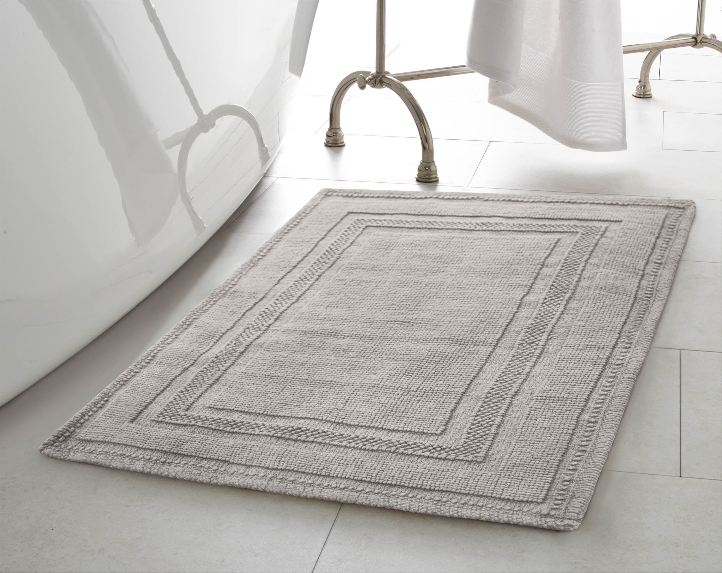 Taupe Gray Moroccan Cotton Bath Mat 24"L x 17"W, Machine Washable