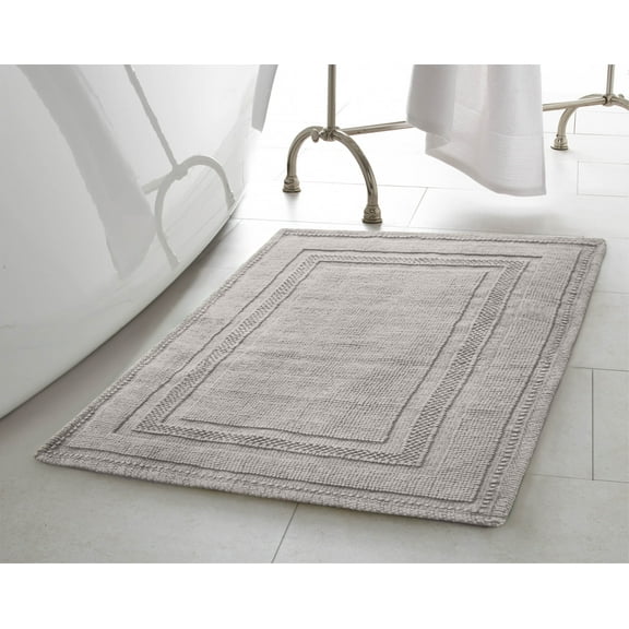 Jean Pierre Cotton Stonewash Racetrack 17x24 in. Bath Rug, Taupe Gray