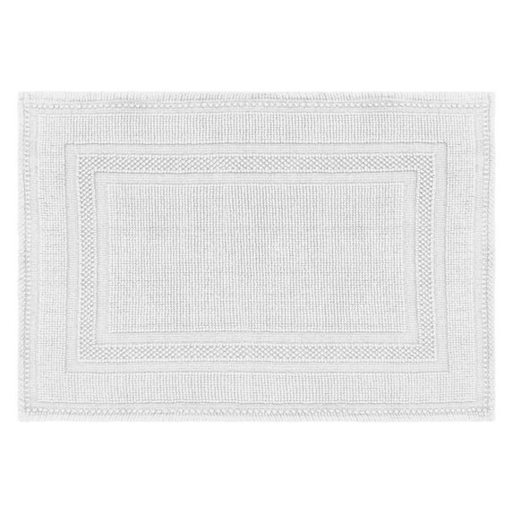 Jean Pierre Cotton Stonewash Racetrack 2-Piece Bath Rug Set, White