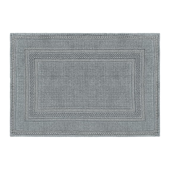 Jean Pierre Cotton Stonewash Racetrack 21x34 in. Bath Rug, Gray Blue