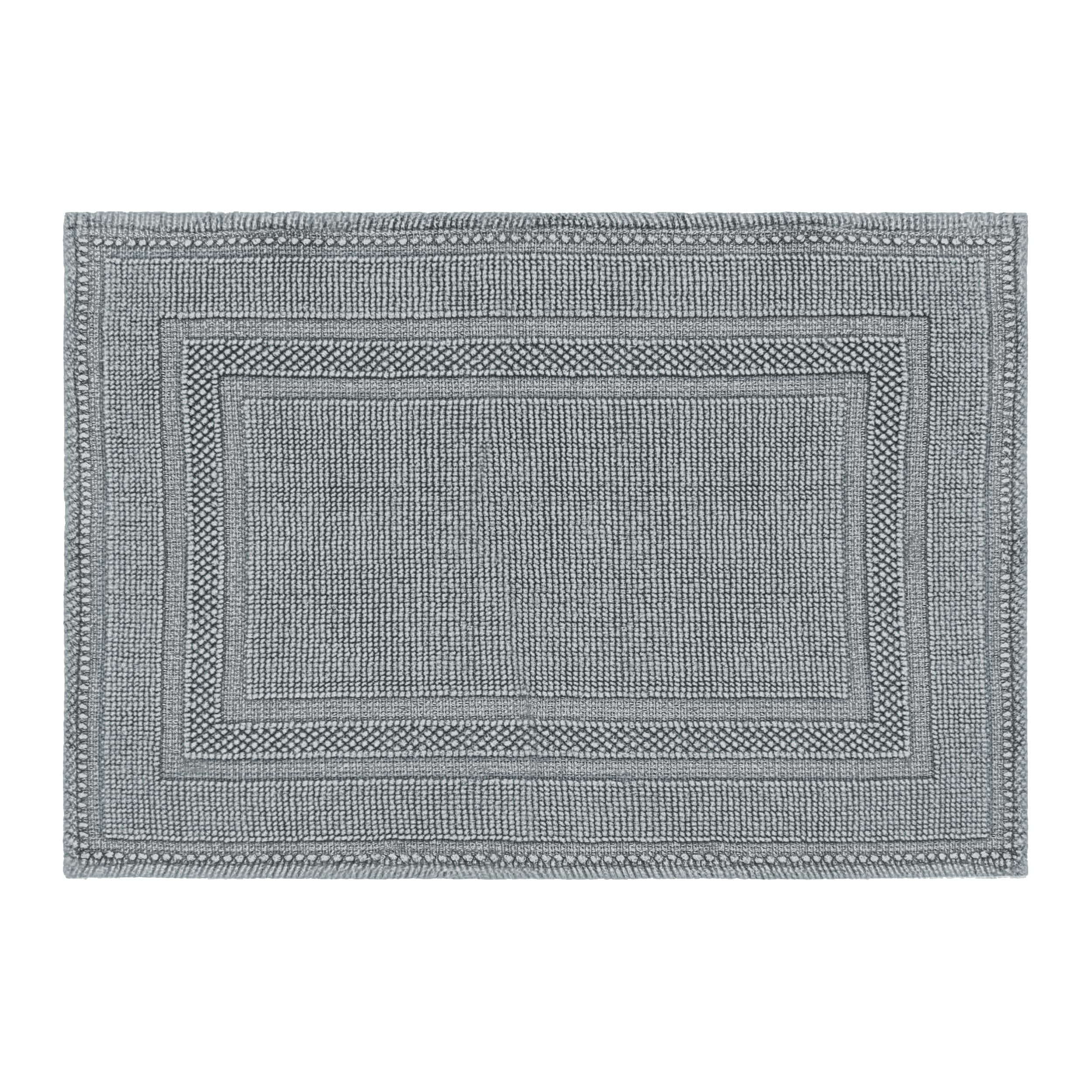 Gray Blue Cotton Stonewash Racetrack Bath Rug 17 x 24