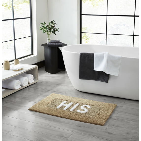 Jean Pierre "His" 21"x34" Cotton Bath Rug, Linen