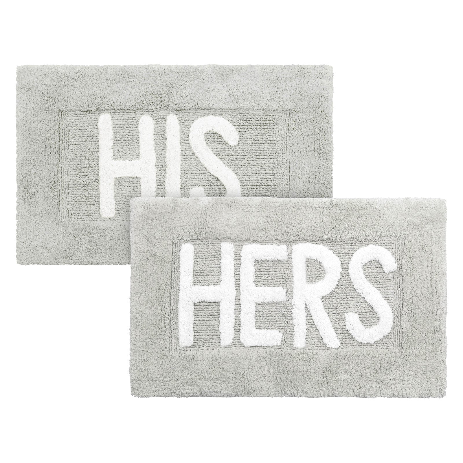 Light Grey Cotton His & Hers Bath Rug Set