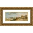 thumbnail image 1 of Jean Pierre Louis Laurent Hoüel 24x11 Gold Ornate Framed and Double Matted Museum Art Print Titled - View of the Ruins of the Temple of Ceres in the Valley of Agrigento (1776-1779), 1 of 4