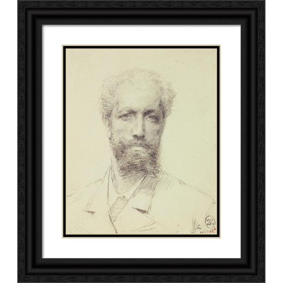 Jean Pierre Marcel Numa Briguiboul 20x24 Black Ornate Framed Double Matted Museum Art Print Titled: Self -Portrait of Briguiboul, Painter, Sculptor and Fencing Lover (1885)
