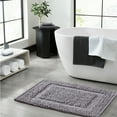 thumbnail image 1 of Jean Pierre New York Sophie Border 100% Cotton Bath Mat - Non-Slip Bath Rug - Charcoal Grey - 20" x 32", 1 of 8