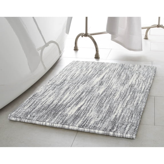 Jean Pierre Taylor Reversible Cotton 17 x 24 in. Bath Rug, Light Grey