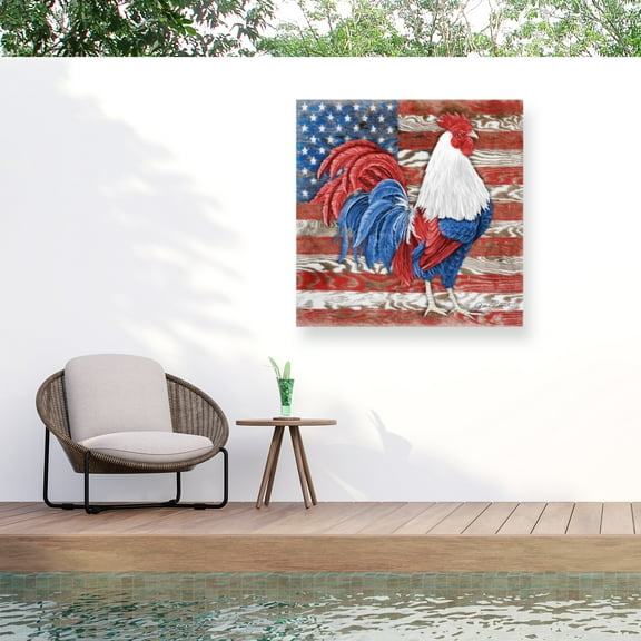 Jean Plout 'American Rooster B' Outdoor Canvas 18x18